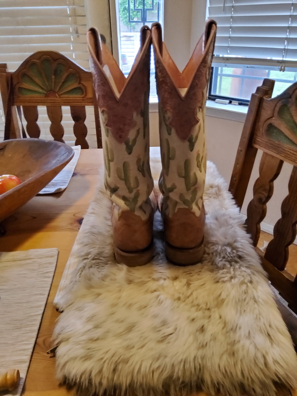Ariat Brown and Green Cactus Embroidered Cowboy Boots - Picture 6 of 16